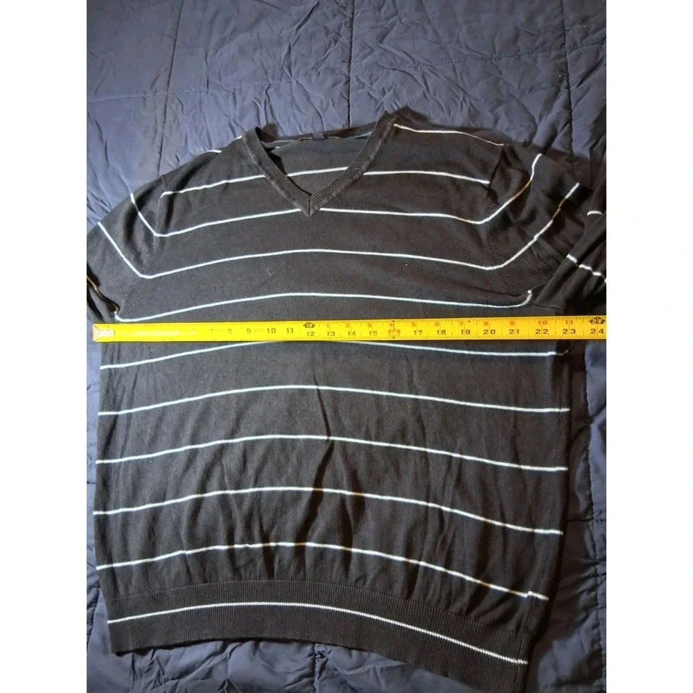 Banana Republic Mens Sweater XL Blue Stripe Blend Silk Cashmere Lightweight‎